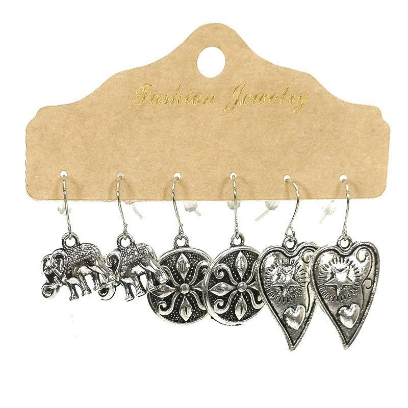 Wholesale 3 Pair Vintage Alloy Earrings